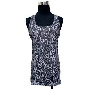 Reebok Logo Athletic Racerback Tank Top Charcoal Stretch Size M .k